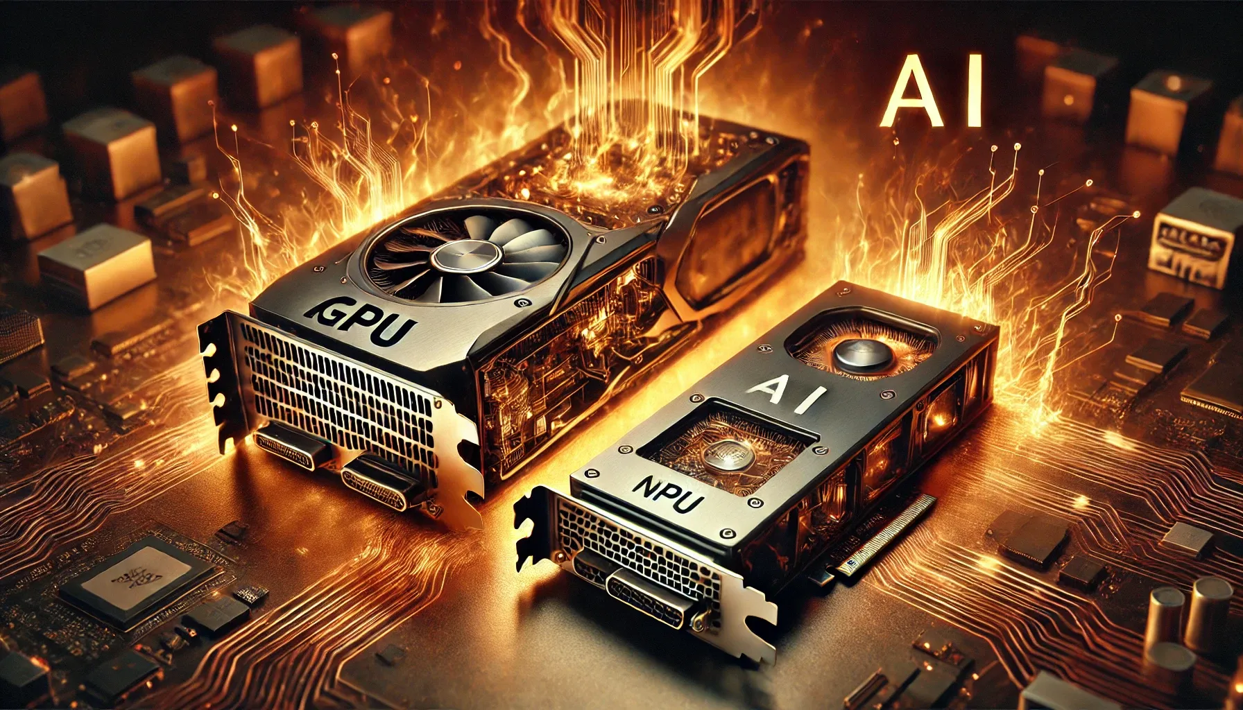 Graphical Processing Unit (GPU)  side by side with a Neural Processing Unit (NPU)